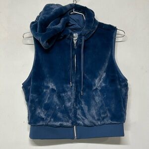 NWT Calia by Carrie Underwood Faux Fur Vest Dark Denim